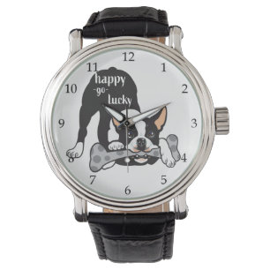 Boston Terrier. Glück glücklich gehen Armbanduhr