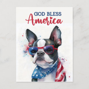 Boston Terrier, Gott segne Amerika Postkarte