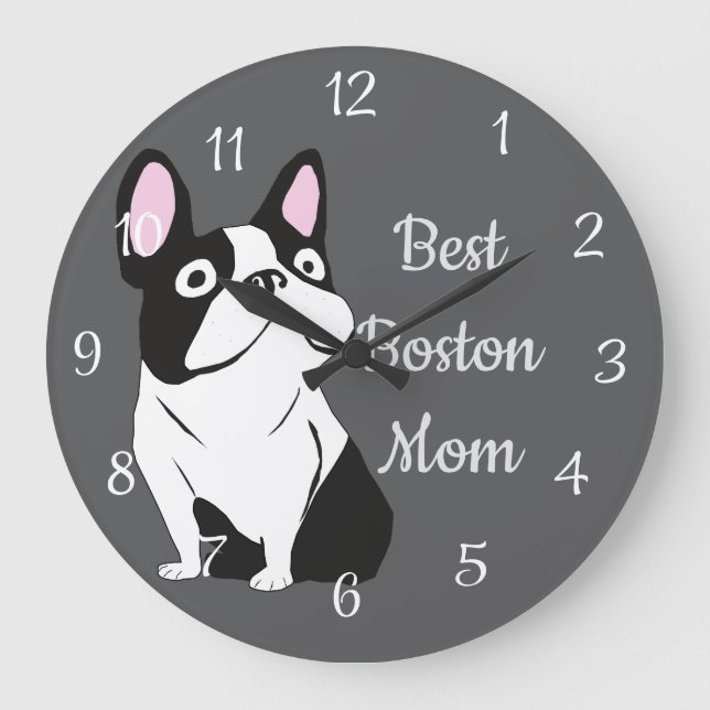 Boston terrier große wanduhr (Vorderseite)