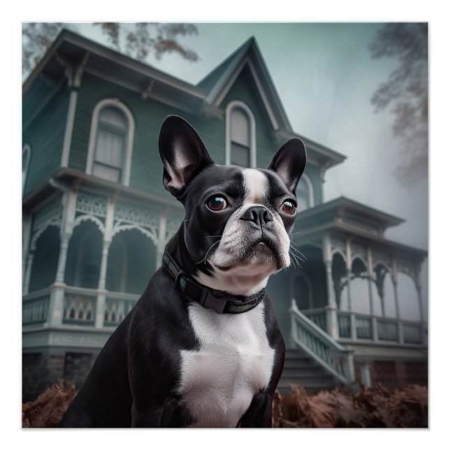 Boston Terrier Halloween Beängstigend Poster (Vorderseite)