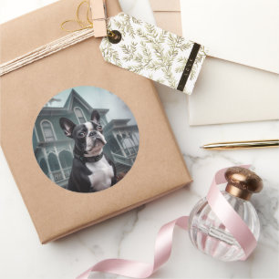Boston Terrier Halloween Beängstigend Runder Aufkleber