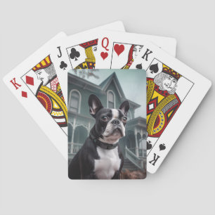 Boston Terrier Halloween Beängstigend Spielkarten