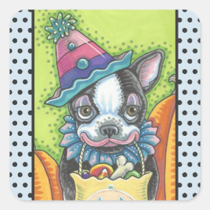 BOSTON TERRIER HALLOWEEN GESCHLOSSENE STICKERS SHE