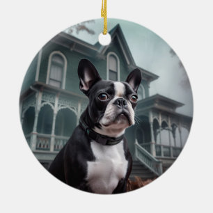 Boston Terrier Halloween Gruselig Keramik Ornament