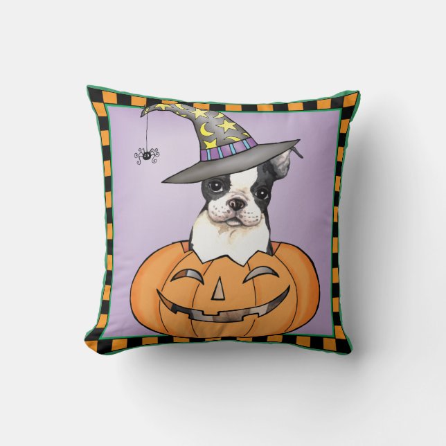 Boston Terrier Halloween Kissen (Vorderseite)