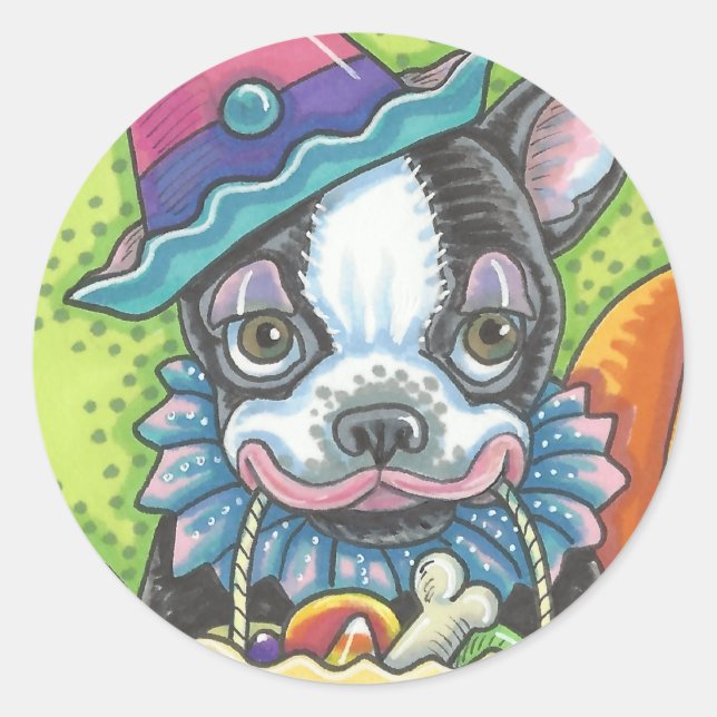BOSTON TERRIER HALLOWEEN KLEINEN KLEINEN STICKER (Vorderseite)