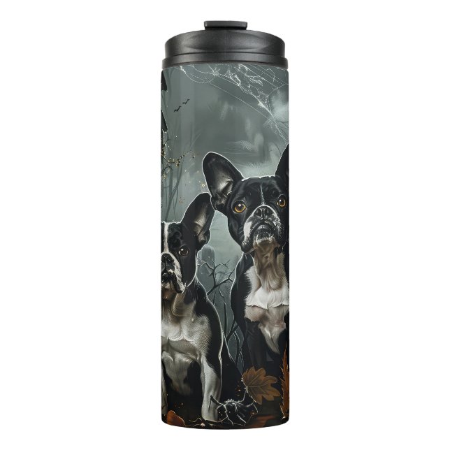 Boston Terrier Halloween Night Doggy Delight Thermosbecher (Vorderseite)