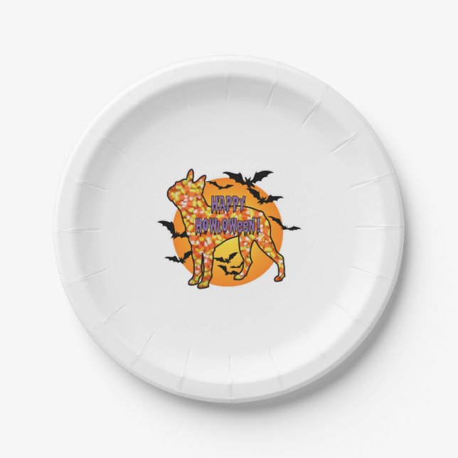 Boston Terrier Halloween Pappteller (Vorderseite)