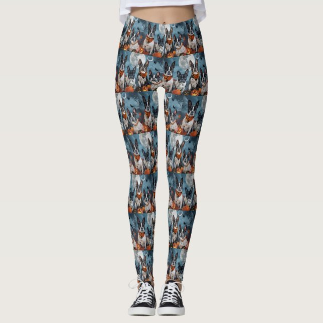 Boston Terrier Halloween Spooky Leggings (Vorderseite)