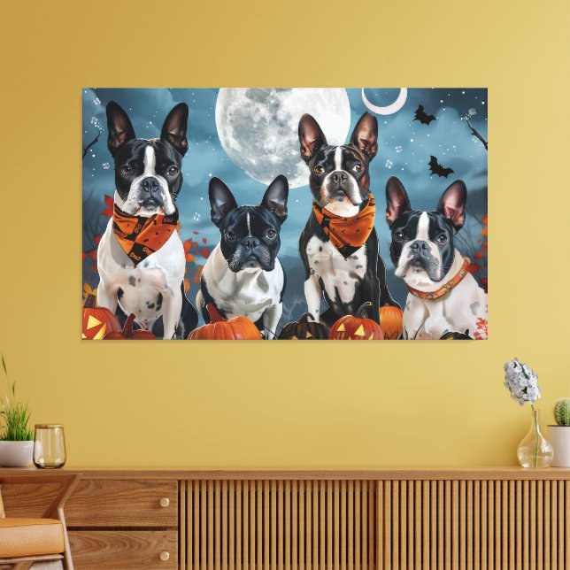 Boston Terrier Halloween Spooky Leinwanddruck (Insitu (Wohnzimmer))