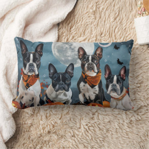 Boston Terrier Halloween Spooky Lendenkissen