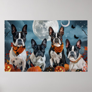 Boston Terrier Halloween Spooky Poster
