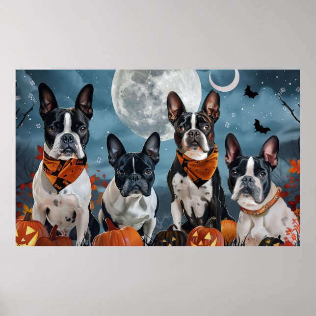 Boston Terrier Halloween Spooky Poster (Vorne)