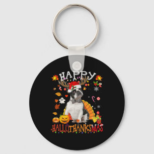 Boston Terrier Halloween Weihnachtshund Happy Hall Schlüsselanhänger