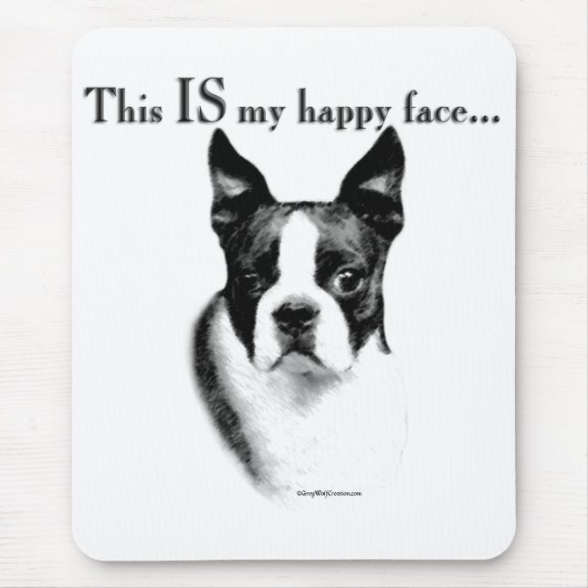 Boston Terrier Happy Face Mousepad (Vorne)