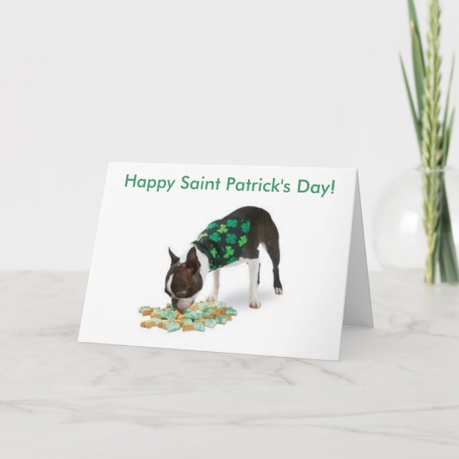 Boston Terrier Happy St. Patrick's Day Card Karte (Vorderseite)