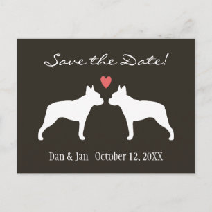 Boston Terrier Hochzeit Save the Date Ankündigungspostkarte