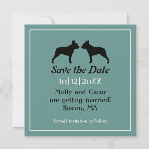 Boston Terrier Hochzeit Termin vormerken Einladung