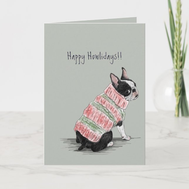 Boston Terrier Holiday Card Feiertagskarte (Vorderseite)