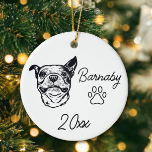 Boston Terrier Hund Benutzerdefinierter Name & Jah Keramik Ornament