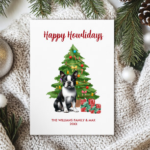 Boston Terrier Hund Familie Weihnachten