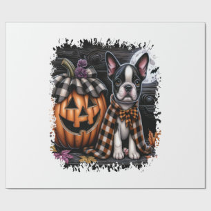 Boston Terrier Hund Halloween Geschenkpapier