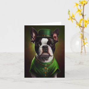 Boston Terrier Hund in St. Patrick's Day Dress Karte