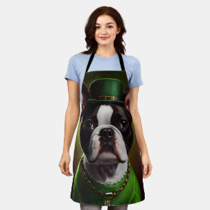 Boston Terrier Hund in St. Patrick's Day Dress Schürze
