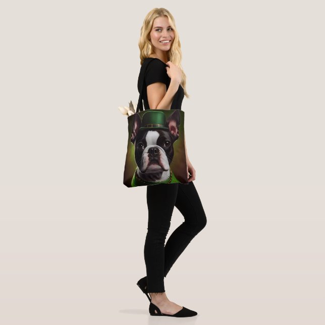 Boston Terrier Hund in St. Patrick's Day Dress Tasche (Am Model)