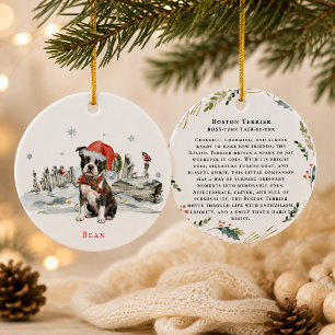 Boston Terrier-Hund-Monogramm Keramik Ornament