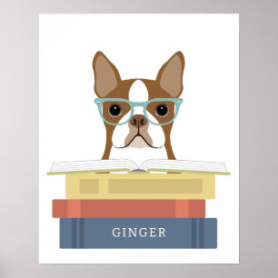Boston Terrier Hund personalisierter Druck Poster