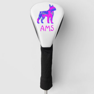 Boston Terrier Hund Silhouette Hot Pink & Blau Golf Headcover