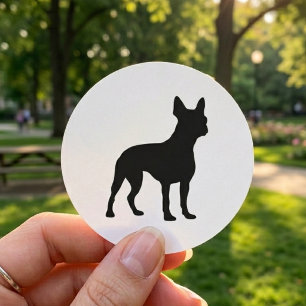 Boston Terrier Hund Silhouette Runder Aufkleber