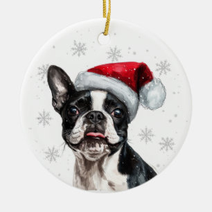 Boston Terrier Hund Weihnachten Personalisiert Keramik Ornament