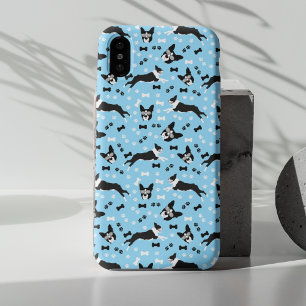 Boston Terrier Hunde Boston Terrier Pattern BLAU Case-Mate iPhone Hülle
