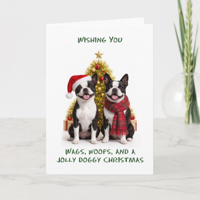 Boston Terrier Hunde Weihnachten (Vorderseite)