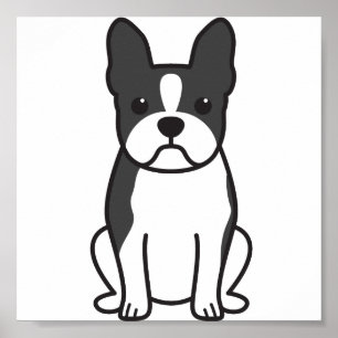Boston-Terrier-HundeCartoon Poster