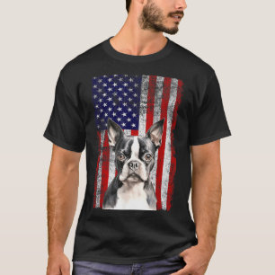 Boston Terrier Hundeliebhaber Flagge 4. Juli T-Shirt
