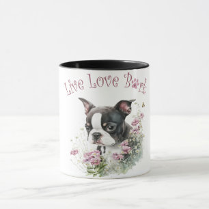 Boston Terrier Hundemama Blumen Tasse