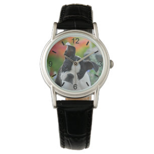 Boston-Terrier-Hundeniedlicher Welpen-Kopf -- Armbanduhr