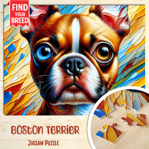 Boston Terrier Hundportrait Acryl-Kunst Druck Hund