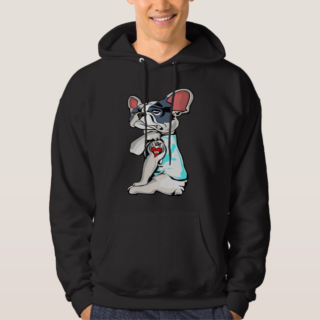 Boston Terrier I Liebe Mama Tattoo Hoodie (Vorderseite)
