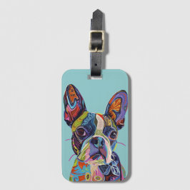 Boston Terrier Illustration Gepäcktag Gepäckanhänger