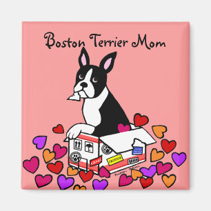 Boston Terrier im Box-Cartoon Magnet