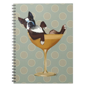 Boston Terrier im Cocktail-Glas Notizblock