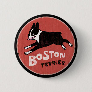 Boston Terrier im coolen Retro-Stil Button