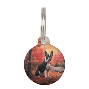 Boston Terrier im Herbst Leaves Fall Inspiriert Haustiermarke