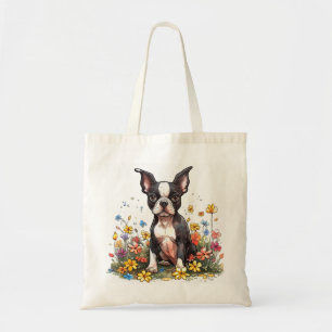 Boston Terrier in Bloom Tote Bag Tragetasche