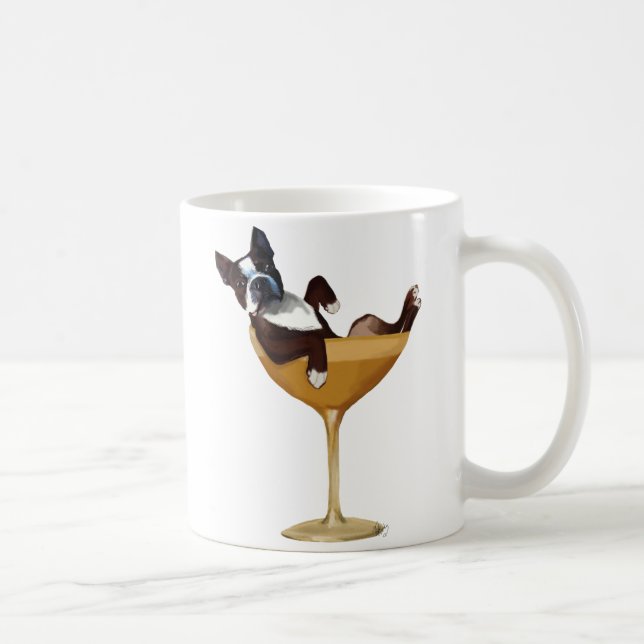 Boston Terrier in Cocktail Glass Kaffeetasse (Rechts)
