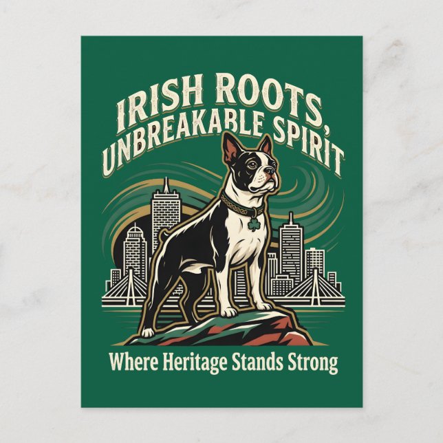 Boston Terrier Irish Heritage Pride Postkarte (Vorderseite)